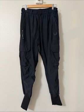 Men's Black Cargo Jogger Pants - Elastic Waist